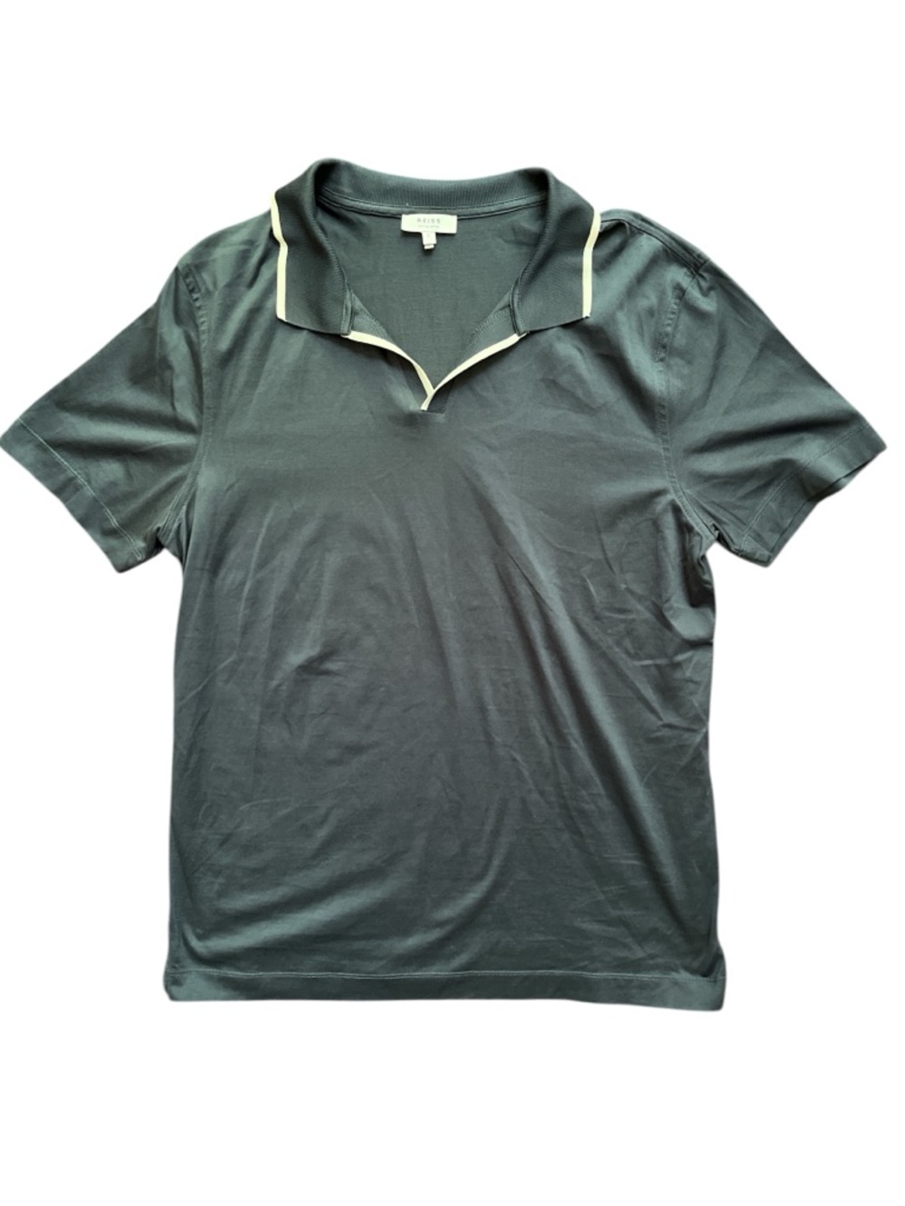 Reiss Murphy Polo Shirt Large Slate Blue Gray Egyptian Cotton Short Sleeve